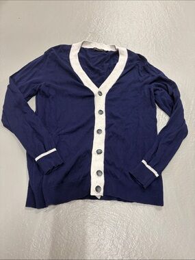 Men's Horst 100% Cotton Button-Front Cardigan with White Trim- Made in Italy